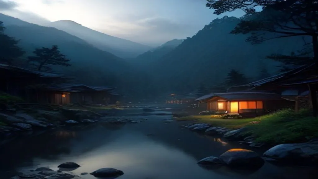 Camp plus onsen: the defining ritual — illustration