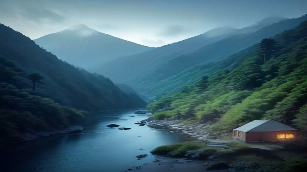 Mountains, gorges, and pilgrimage country — illustration